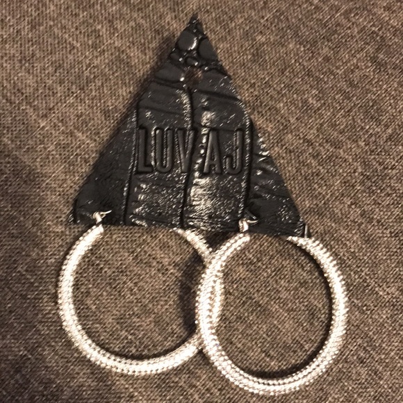 NEW Luv AJ Pave Amalfi Hoop Crystal Silver Rhinestone Earrings - Picture 3 of 3